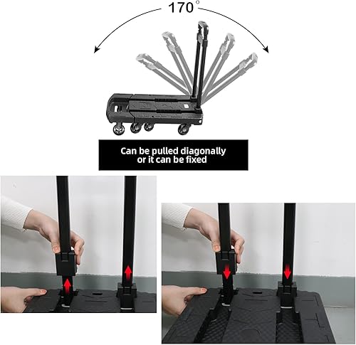 Miniatura 8 de SELORSS Camión de mano plegable, carrito de equipaje resistente de 530 libras, carrito plegable para mudanza, carrito de plataforma utilitaria con 6