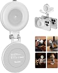 TELESIN C03 Magnetic Phone Selfie Light Compatible avec iPhone Mag-Safe CRI97 360° LED La lumière de remplissage de bague de Selfie avec miroir pour les selfies/photographie/TikTok/Zoom Appels/Conférence vidéo (Blanc)