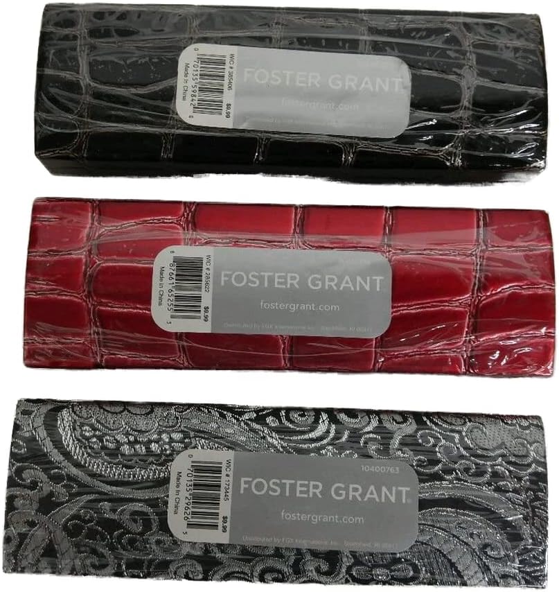 Lot of 3 Foster Grant Rectangle Eyeglasses/Sunglasses Hard Case New