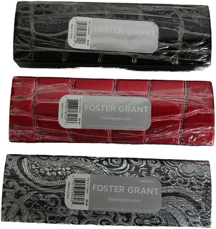 Lot of 3 Foster Grant Rectangle Eyeglasses/Sunglasses Hard Case New