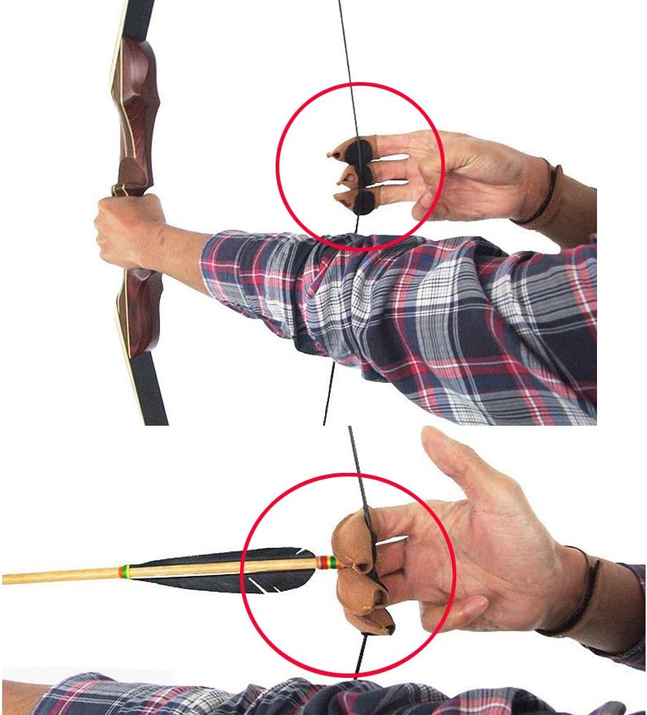 Archery Glove, 3 Finger Protector Recurve Bow Shooting Hunting Arrow Hand Leather Glove for Youth Men Women (Orange) : Sports & Outdoors