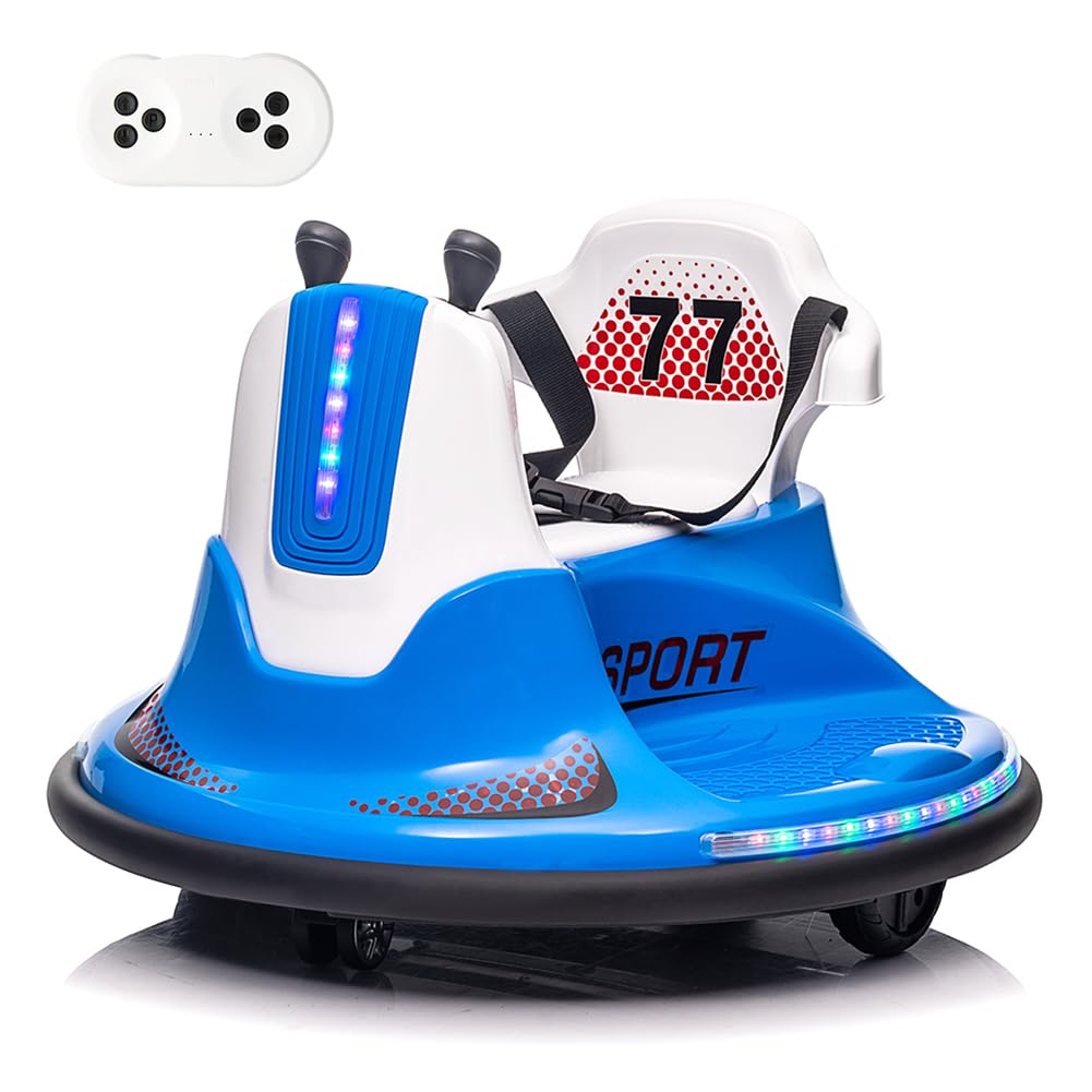 Ride on Bumper Car, Electric Kids Ride On Car with Remote Control, Safety Belt, Music, Flashing Lights, 360 Degree Spin, 2 Driving Modes, Bumper Car for Toddlers,Boys and Girls,Blue
