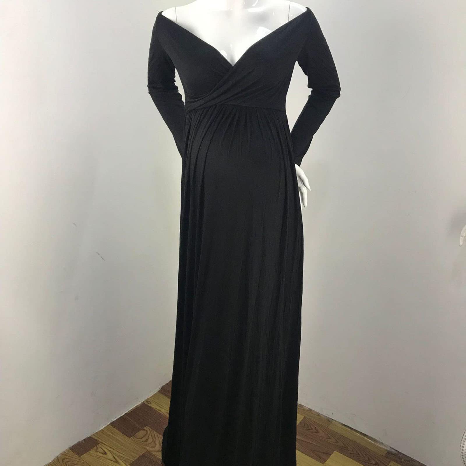 Genérico Vestido de Maternidad de Manga Larga para Mujeres Embarazadas Fotografía Embarazo Escote Hombros Traje Princesa Accesorios