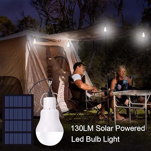 Miniatura 5 de Bombilla solar portátil 15 W 130LM LED bombilla USB recargable panel solar luz para tienda al aire libre pesca camping gallinero iluminación