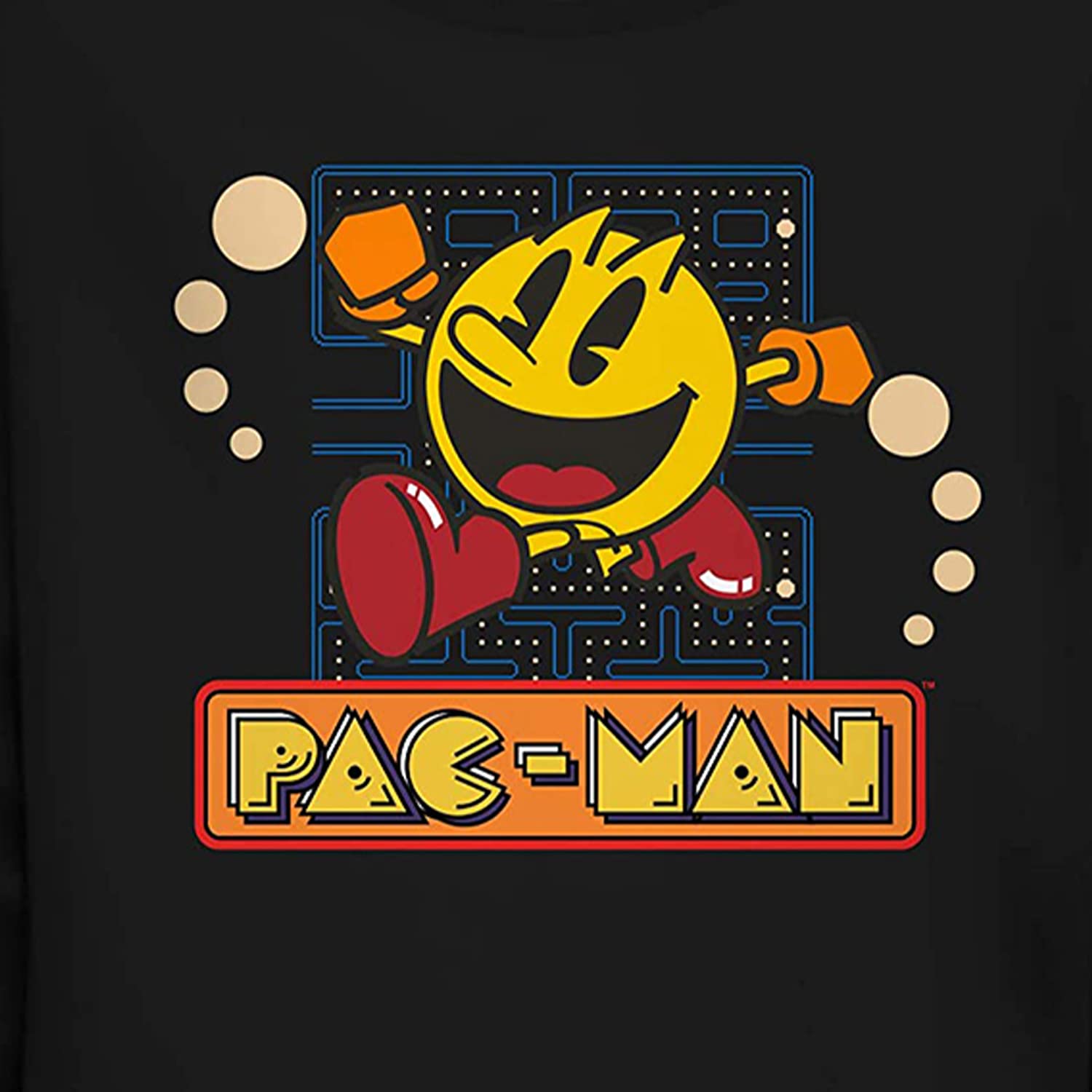 Pac-Man Maglietta ufficiale Pacman Videogioco - Namco Atari ufficiale a maniche lunghe, Disegno nero, XX-Large