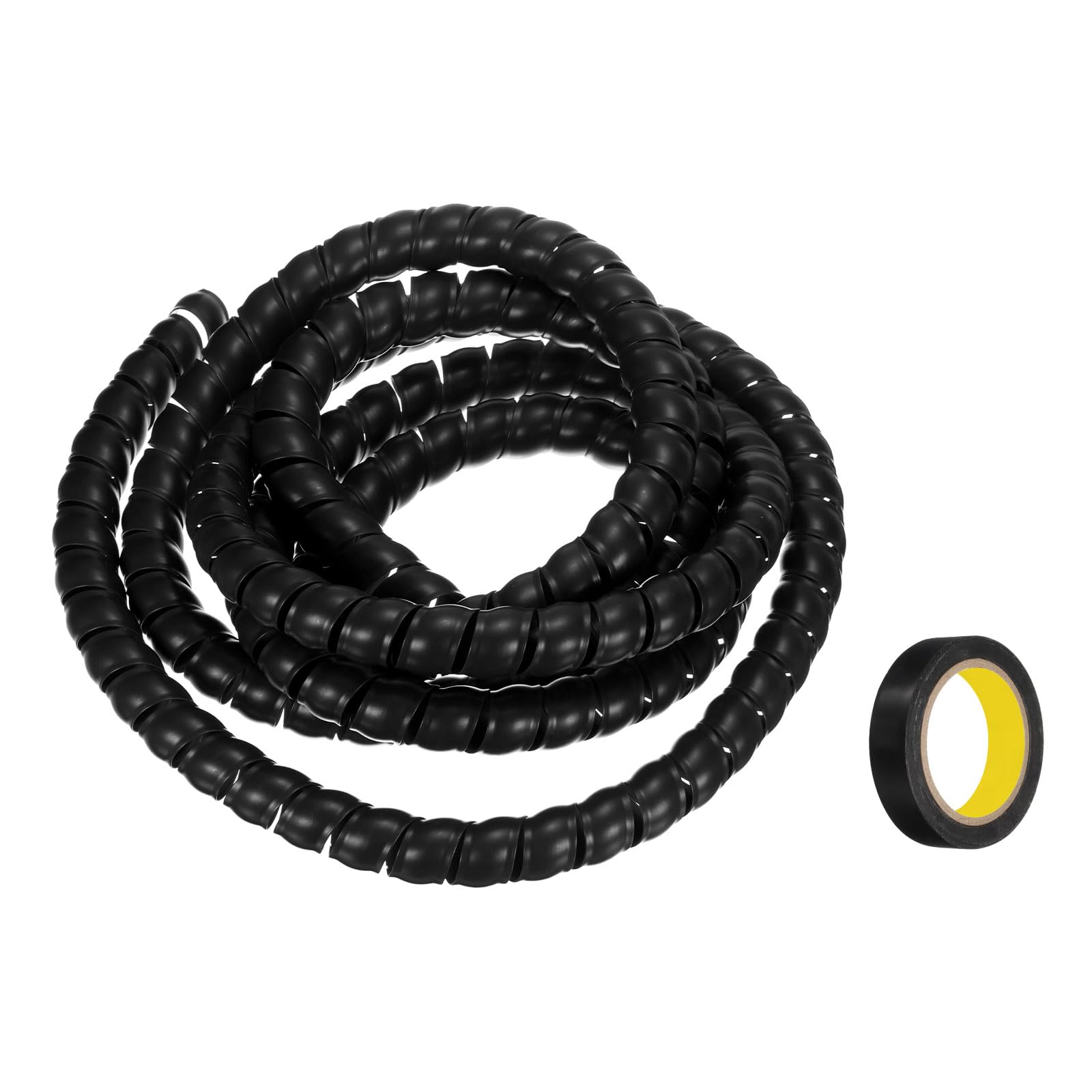 sourcing map Spiral Cable Wrap 9.8ft/3.0M 20mm Cable Management Sleeve PP Insulation Cord Organizer for Computer Wire Power Cable Gas Pipe Black with Tape