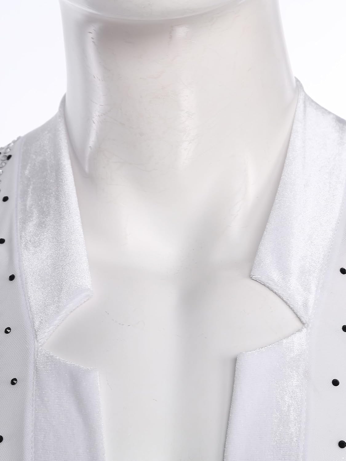 Men's Sparkly Latin Ballroom Dance Costume Long Sleeve V Neck Unitards Rumba Tango Dancing Costume