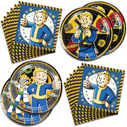 Fuyhiuous 40Pcs Fallout Vedio Game Party Supplies include 20 plates 20 napkins for the Fallout birthday party decoration