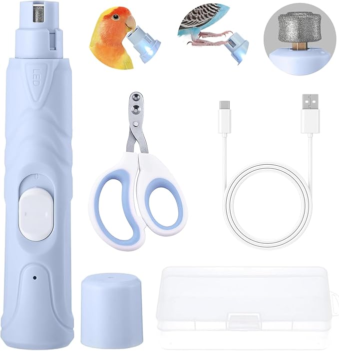 Bird Nail Grinder,Bird Beak Grinder,Silenced Bird Nail File with LED Lamp,Suitable for Budgerigars,Parakeets,Conure,Parakeets,Crested Myna,Lovebirds, Finches.