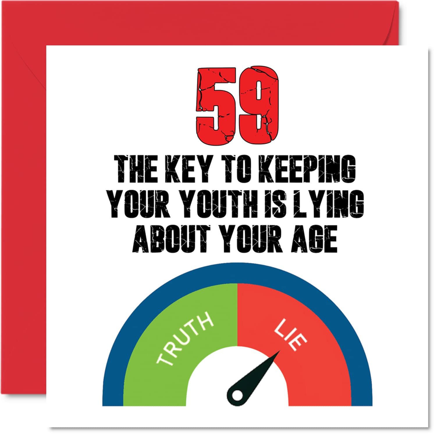 Fun 59th Birthday Cards for Men Woman - Key to Youth - Happy Birthday Card for Dad Mum Grandad Nanny Grandma Uncle Auntie Cousin Friend, 145mm Funny Joke Humour Banter Greeting Cards