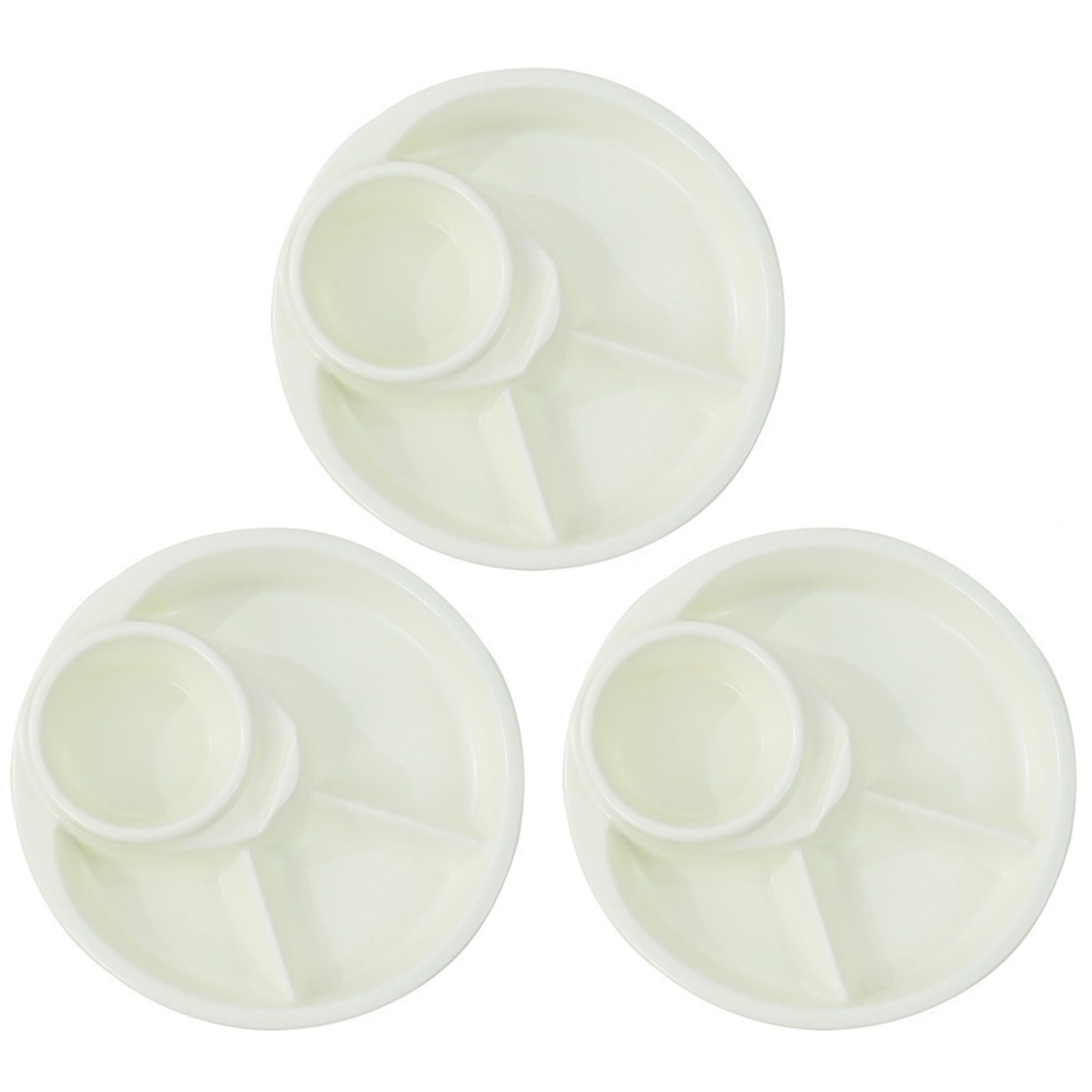 Xdyyjrasa Portion Control Plates - 3-Pack Plastic Divided Plates for Adults, White