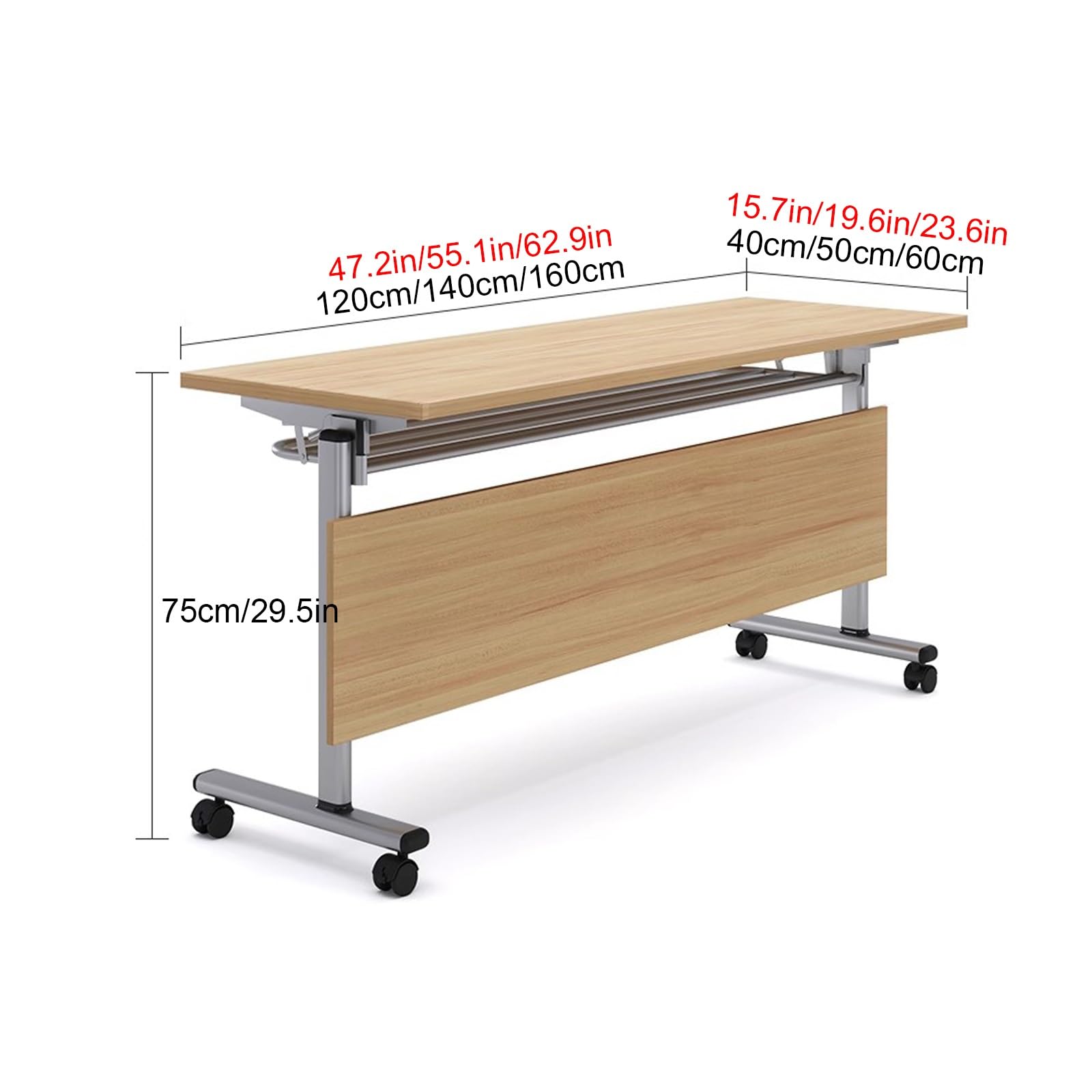 Set di 3 tavoli da conferenza pieghevoli, portatili e mobili, ideali per uffici, sale di formazione, aule e centri multimediali – Grigio 120x50x75 cm. Facile da riporre e trasportare.