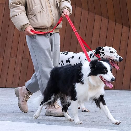 Miniatura 7 de EXCELLENT ELITE SPANKER Correa reflectante doble para perro, correa doble para perro, 5 pies, correa múltiple para perro con asa acolchada para dos