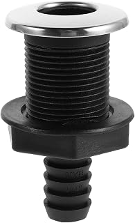 Hemoton Boat Drain Scupper Thru Hull Outlet: 3/4 Inch Black Nylon with Stainless Steel Cover - Resistant to Corrosion - Deck Hose Connector for Yacht