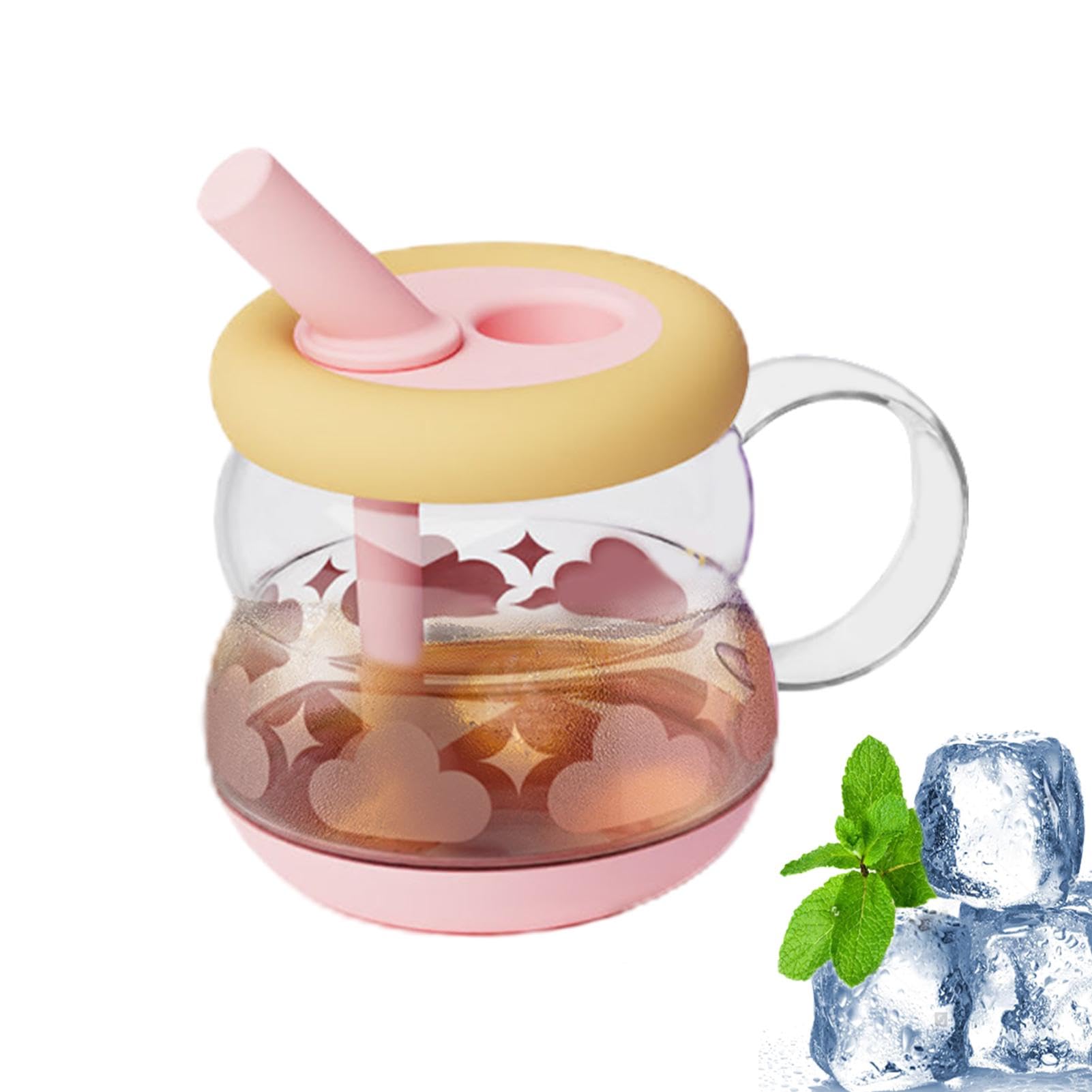 Glasbecher mit Deckel, Glasbecher mit Deckel und Strohhalmen - Tragbare 920 ml Becher mit Deckel - Niedliche Glasbecher Auslaufsicher Trinkgläser - Kalkfeste Trinkgläser