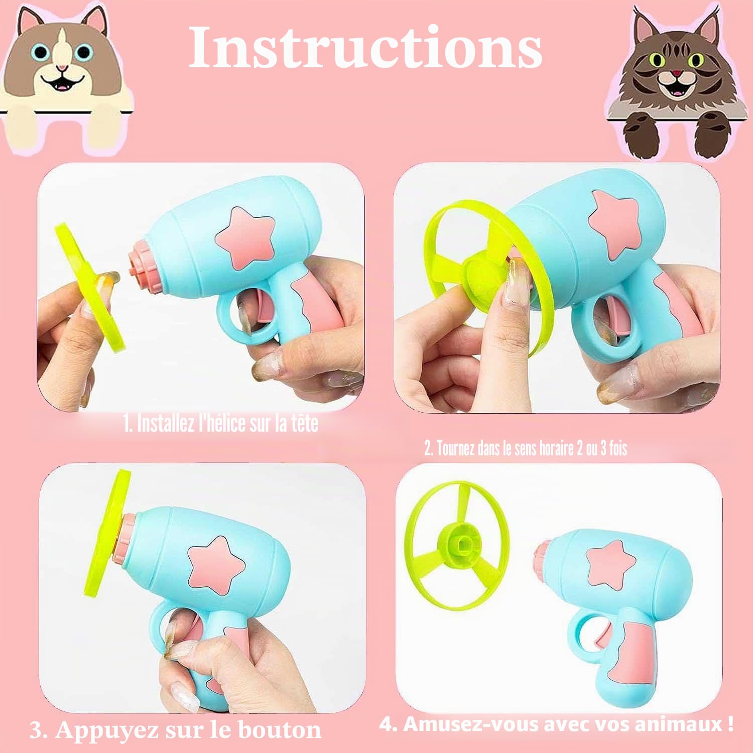 Cat Fetch Jouets Interactif Volants pour Chat avec 1 Lanceur et 10 Disques, Ensembles de Jouets Jeu en Hélicoptère Volant pour Chat, Jouets de Suivi de Chaton pour Chasse Exercice