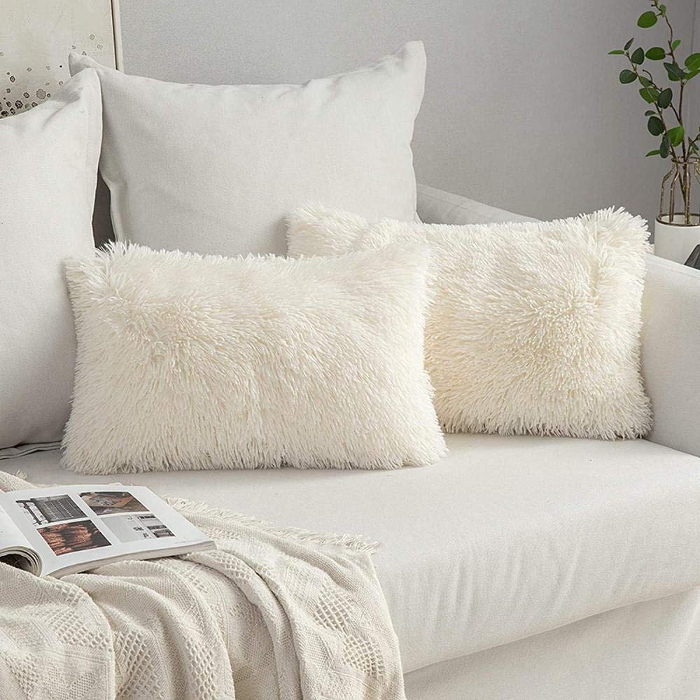Housses de coussin fausse fourrure douce 30 x 50 cm taie décorative canapé salon chambre