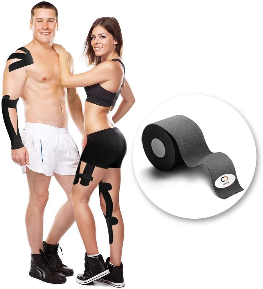 Copper Compression Kinesiology Tape - Guaranteed Highest Copper Athletic Sport K Tape. OneRoll Waterproof K-Tape for Men and Women. Kinesio Tapes Support Sports, Injuries, Knee, Shoulder, Ankle, Elbow