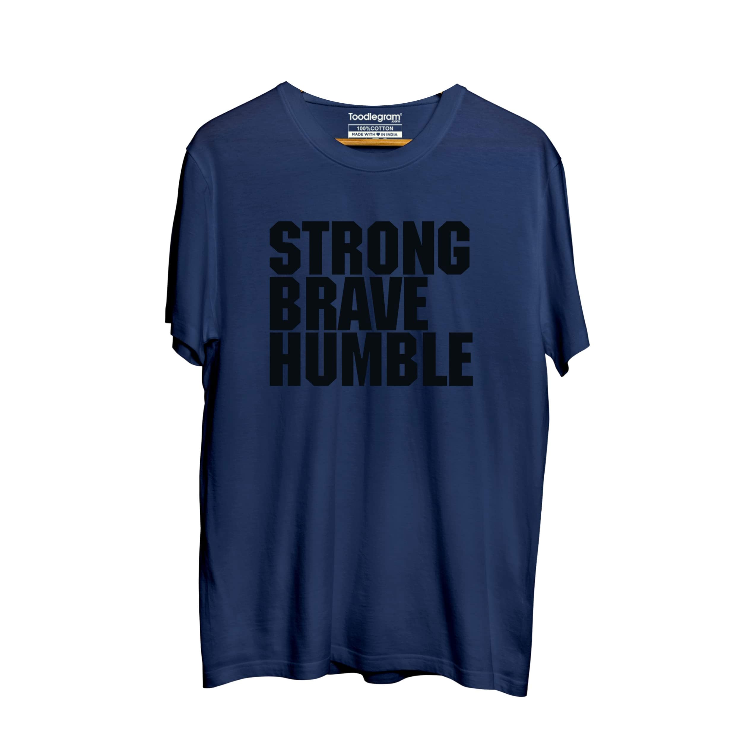 ToodlegramT-Shirt for Men, 100% Cotton, Plus Size, Short Sleeves, Crewneck, Big & Tall Tees (Strong Brave Humble)