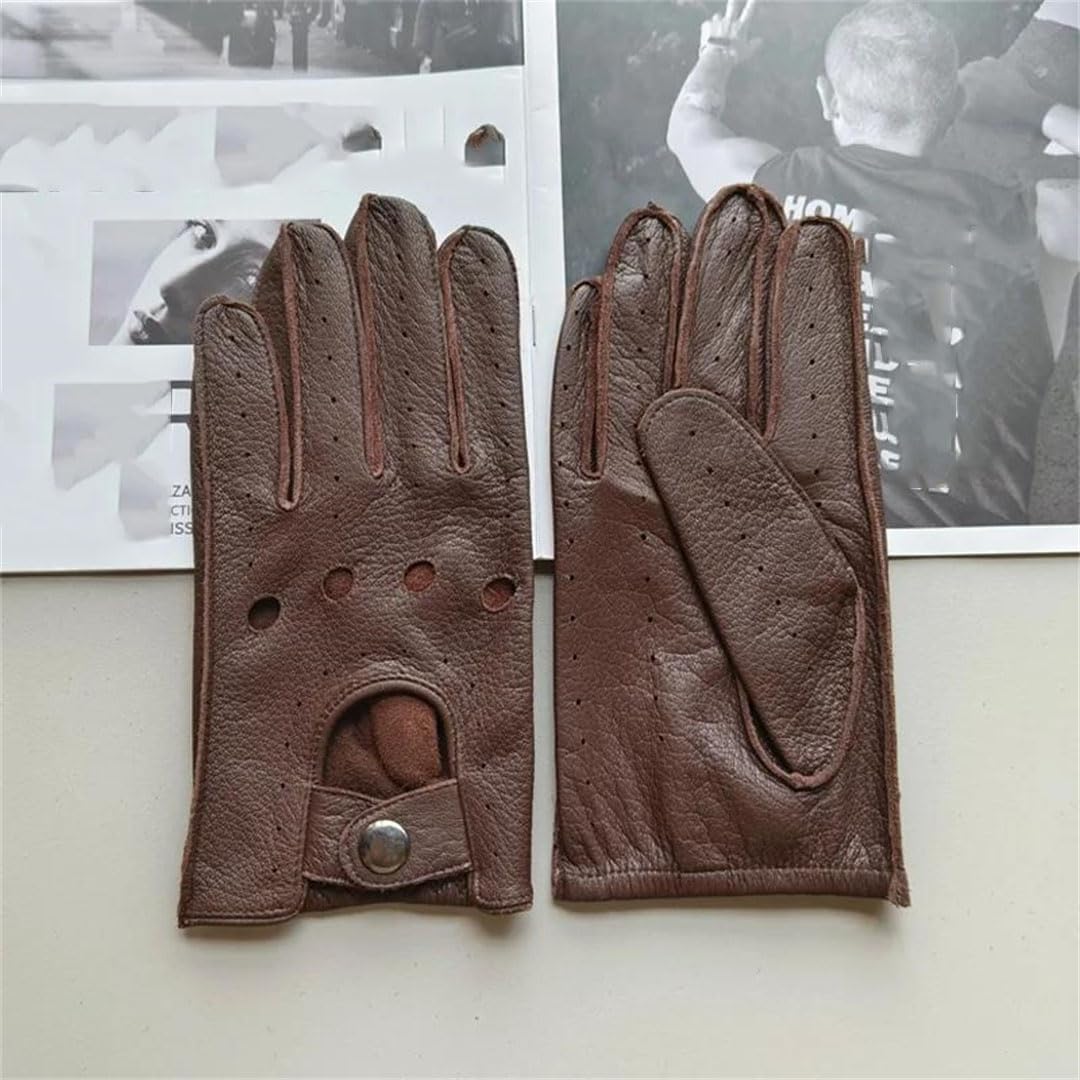 Gants en cuir pour homme - Mince et creux - Respirant - Pour conduite de conduite et moto