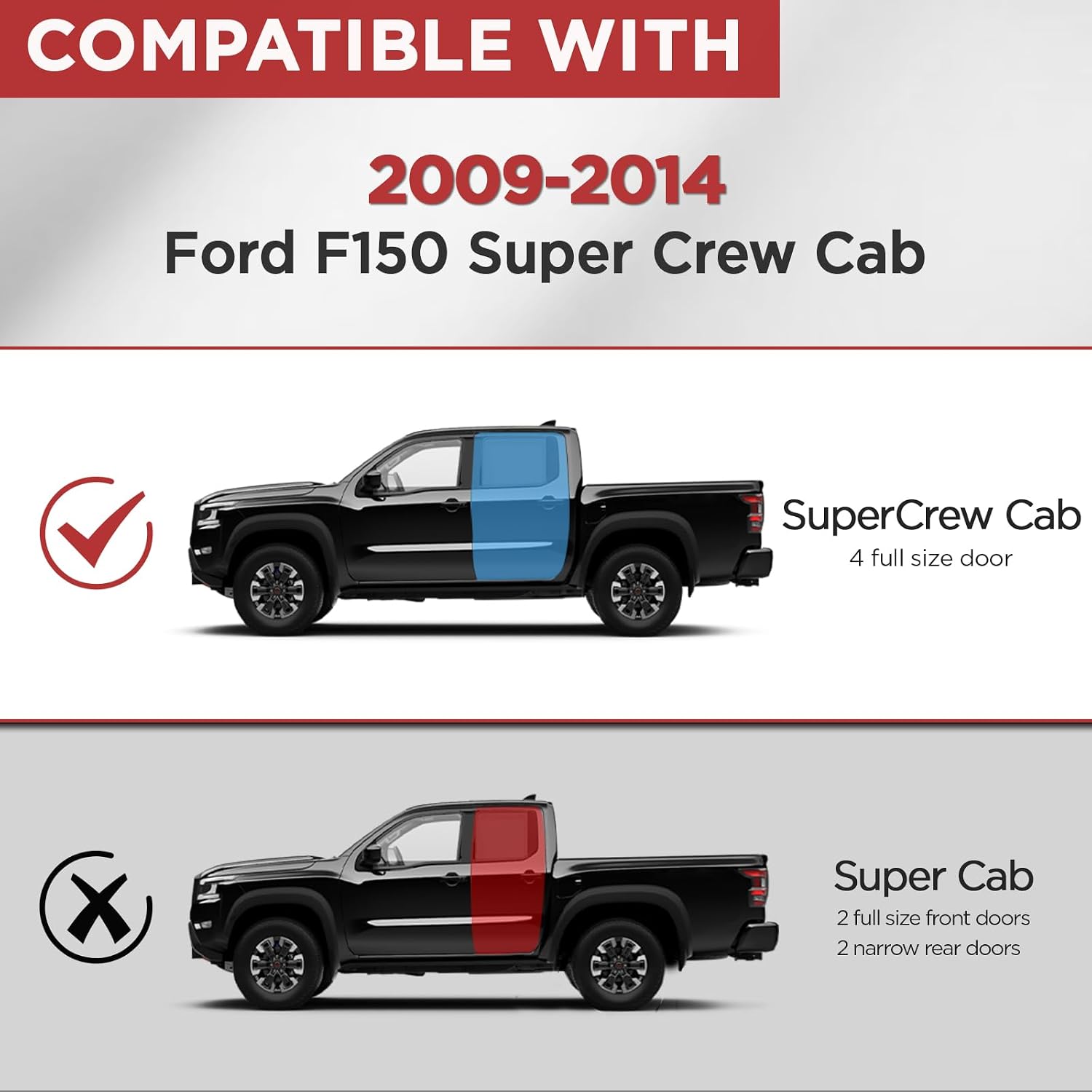 PZ Running Boards Compatible with 2009-2014 Ford F150 Super Crew Cab Mirror Stainless Steel Side Steps Nerf Bars