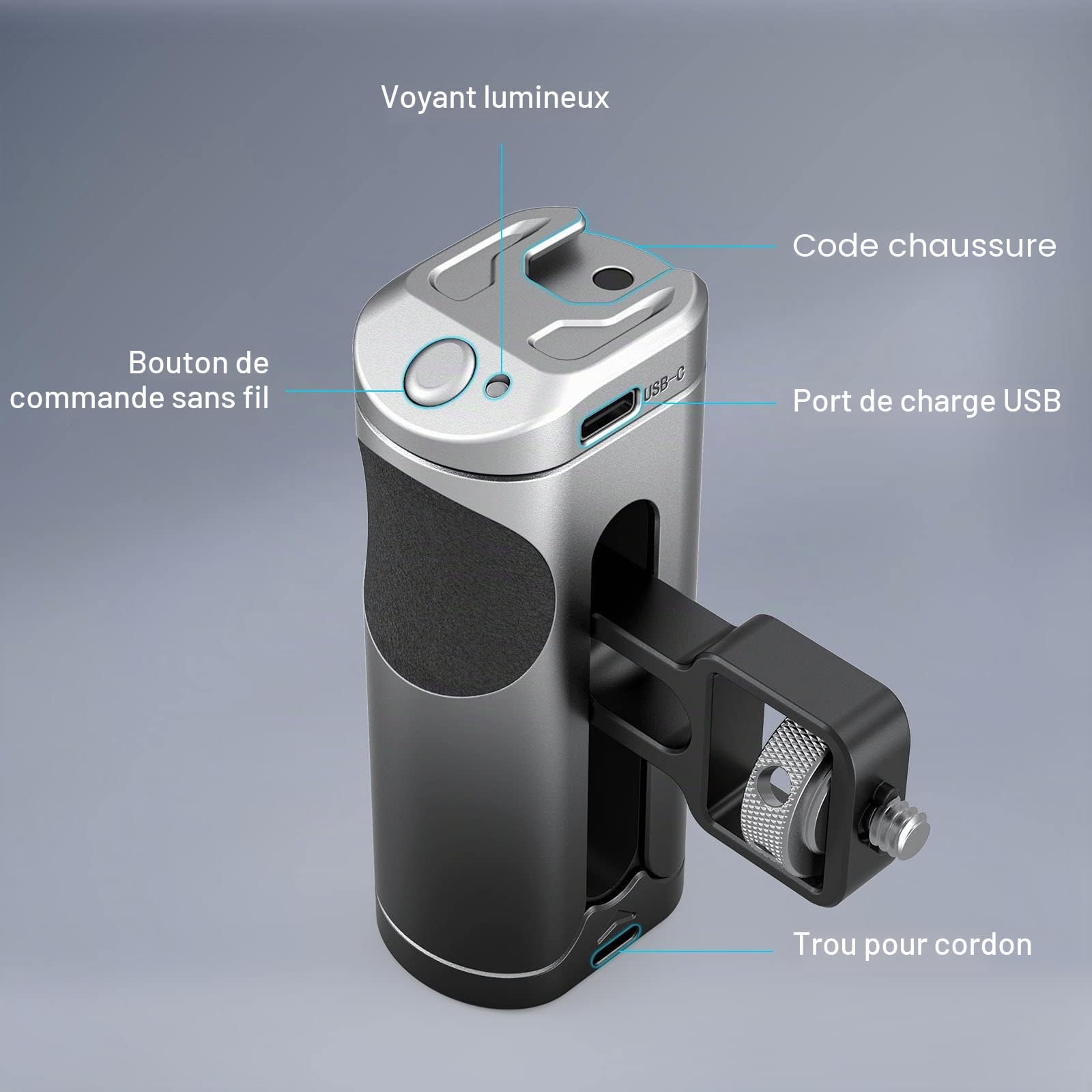 SMALLRIG Poignée Latérale avec Démarrage d'Enregistrement, Arrêt de la Télécommande sans Fil et Cold Shoe, pour SMALLRIG Mobile Phone Cage Video Rig avec Filetage 1/4"-20-3838