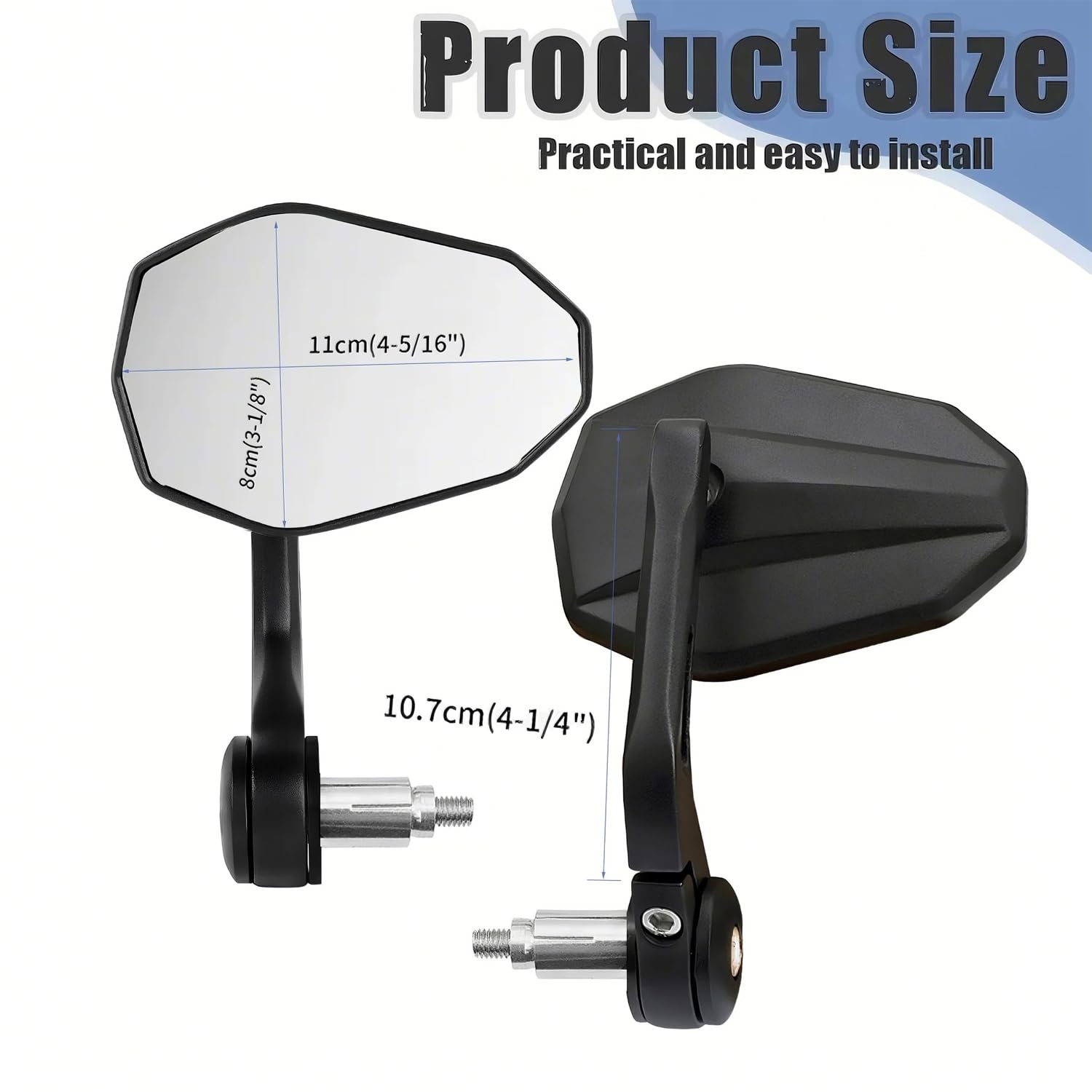 Lenkerendenspiegel Motorrad E-geprüft Universal, 360°Drehbar Motorrad Rückspiegel 7/8" 22mm Lenkerspiegel Kompatibal mit den meisten Motorrädern, E-Bikes, Scootern, ATVs und UTVs
