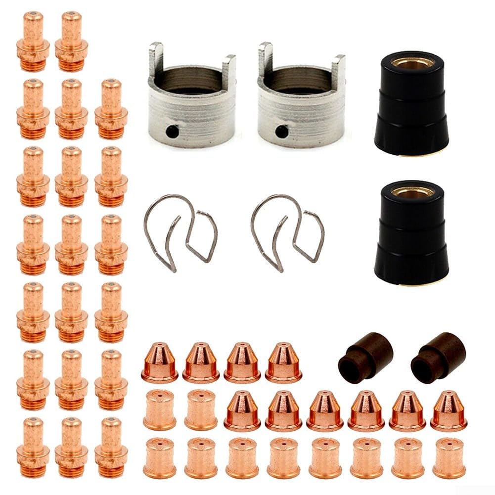 Plasmabrenner Verbrauchsmaterial Set für Eastwood für Versa 60a Cb70, 48 Stück Elektrodüsenschild Swirl Ring Federführung Ersatzteile
