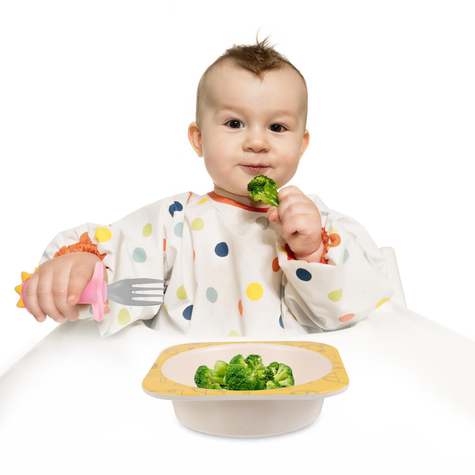 Unomor 1Set Tableware Spoon and Fork for Lightweight and Non Slip Design for Self Feeding for Boys