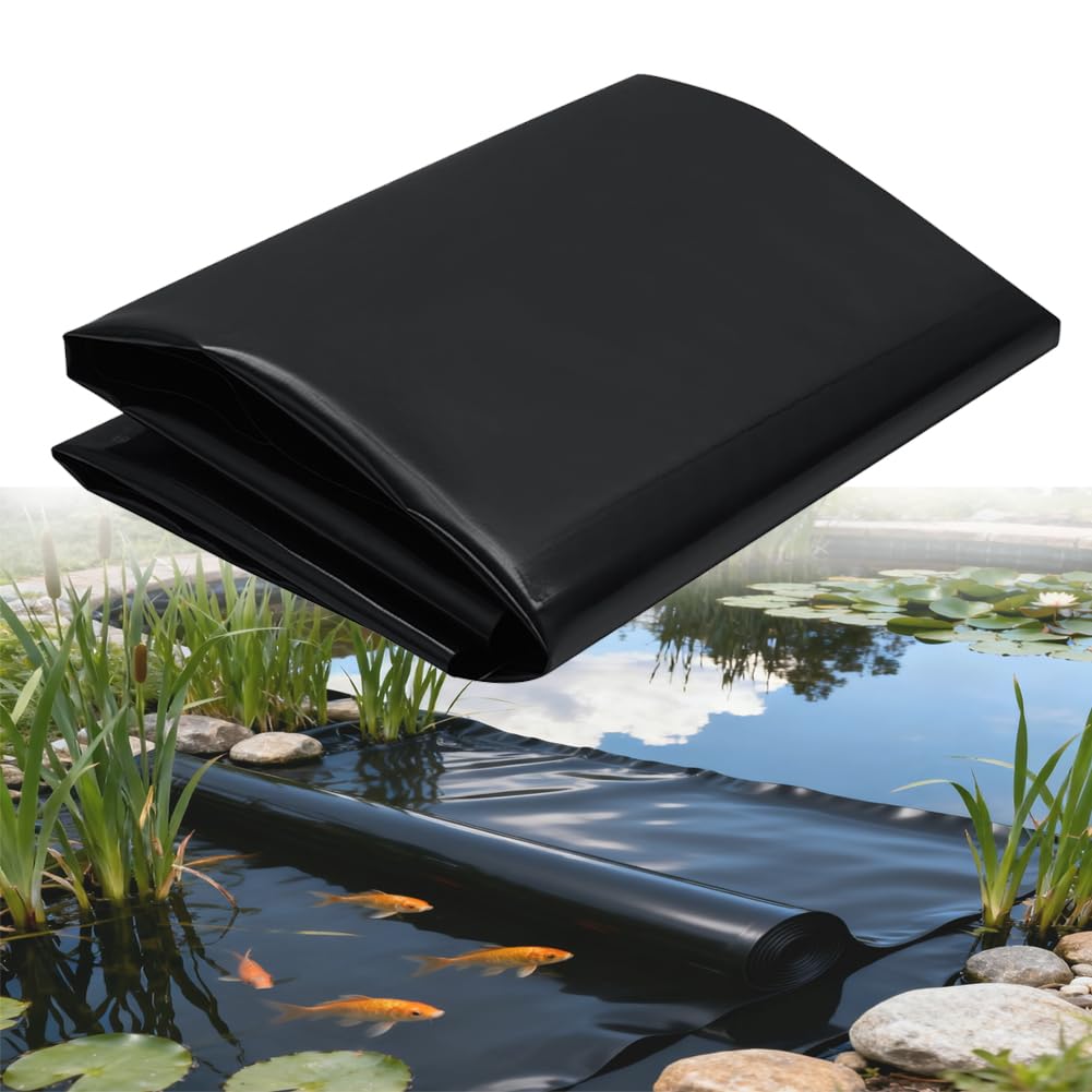 6x6m Teichfolie,Teichwanne Stärke 0.5mm-HDPE Schwarz Teichplane Dichtungsfolie Teichmembran Schwimmteich Folie,für Fischteiche, Brunnen, Wassergarten und Wasserfall,Gartenteich