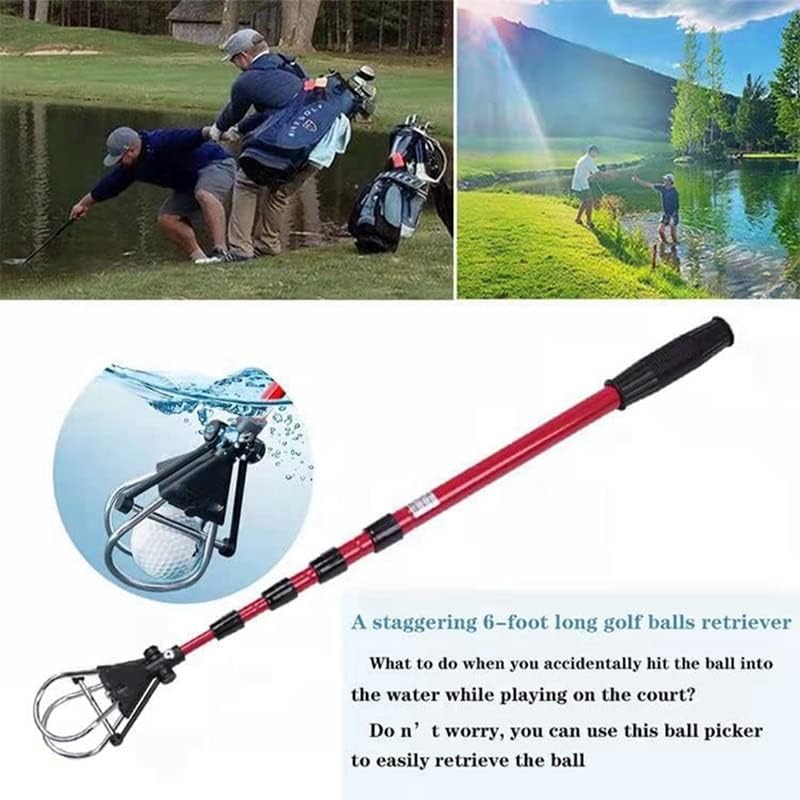 Golf Ball Retriever,Golf Ball Retriever Telescopic for Water,Ball Retriever Tool Golf,Golf Accessories Golf Gift for Men - (Color: Red)