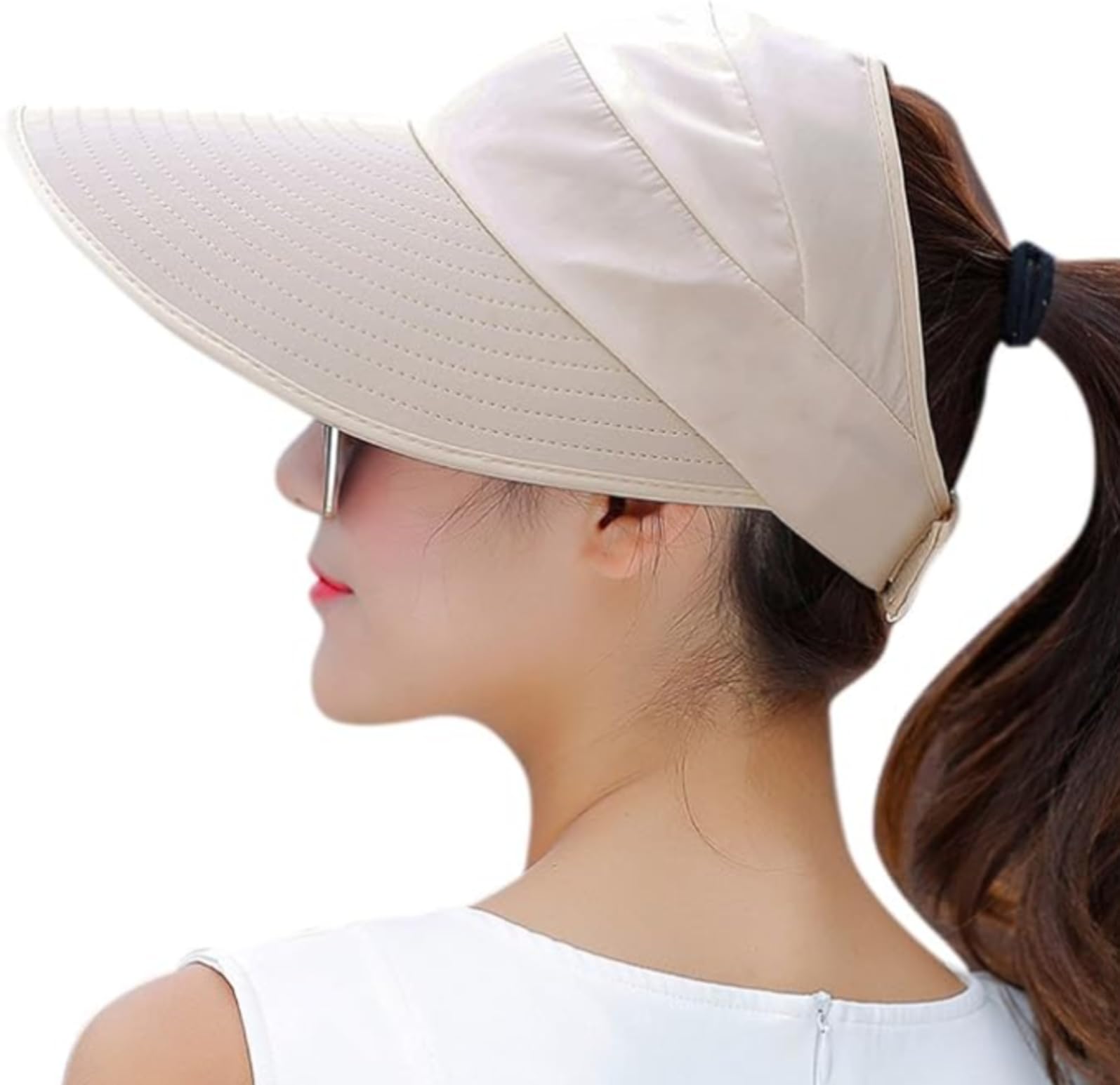 Metyou Women's Beige Sun Hats Summer Hat Outdoor Uv Protection Wide Large Brim Cap Beach Visor Caps Foldable (Beige)