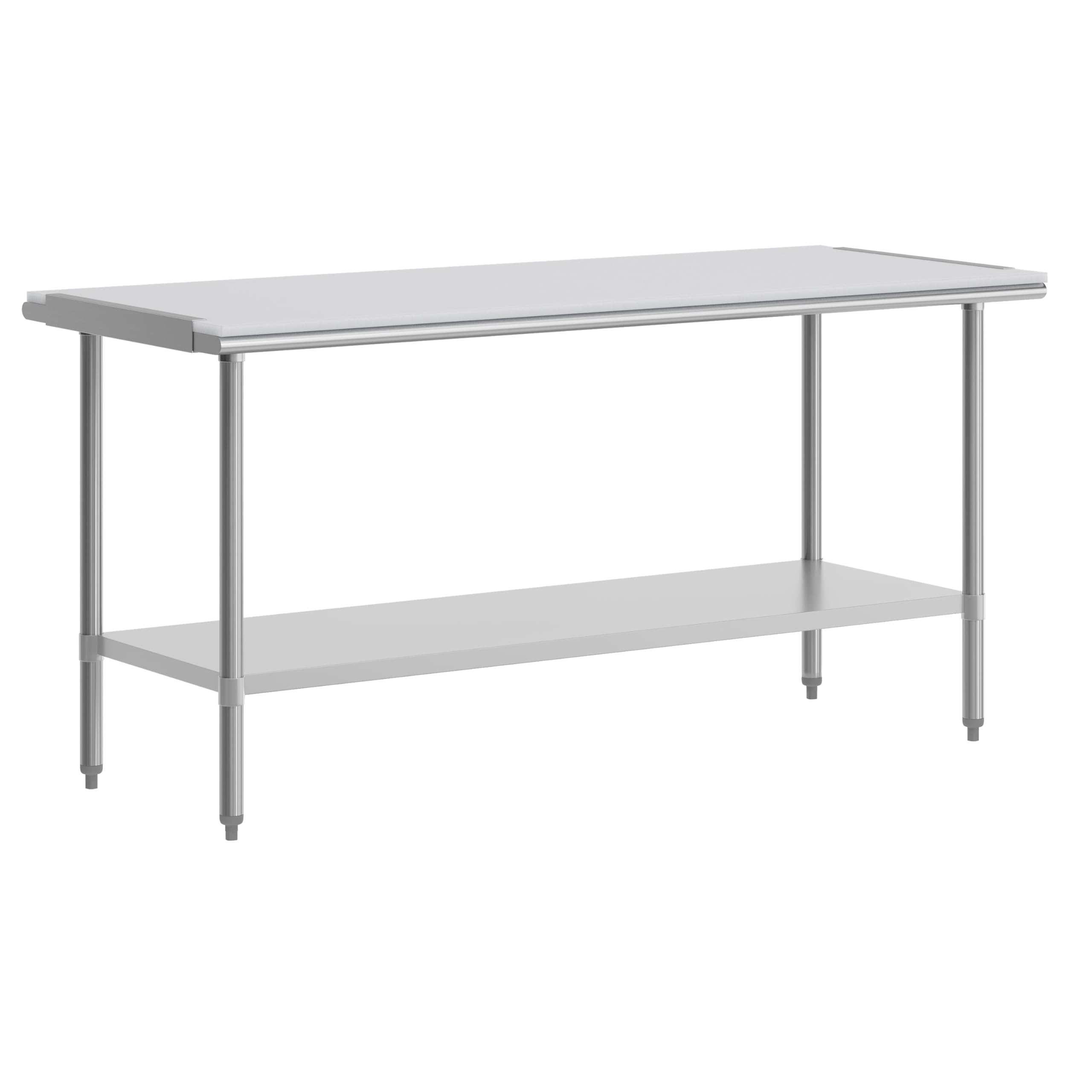 Flash Furniture Reader Work Prep Table with NSF Certified 18 Gauge Stainless Steel Top Shelf with Poly Cutting Board and Galvanized Steel Undershelf, 30