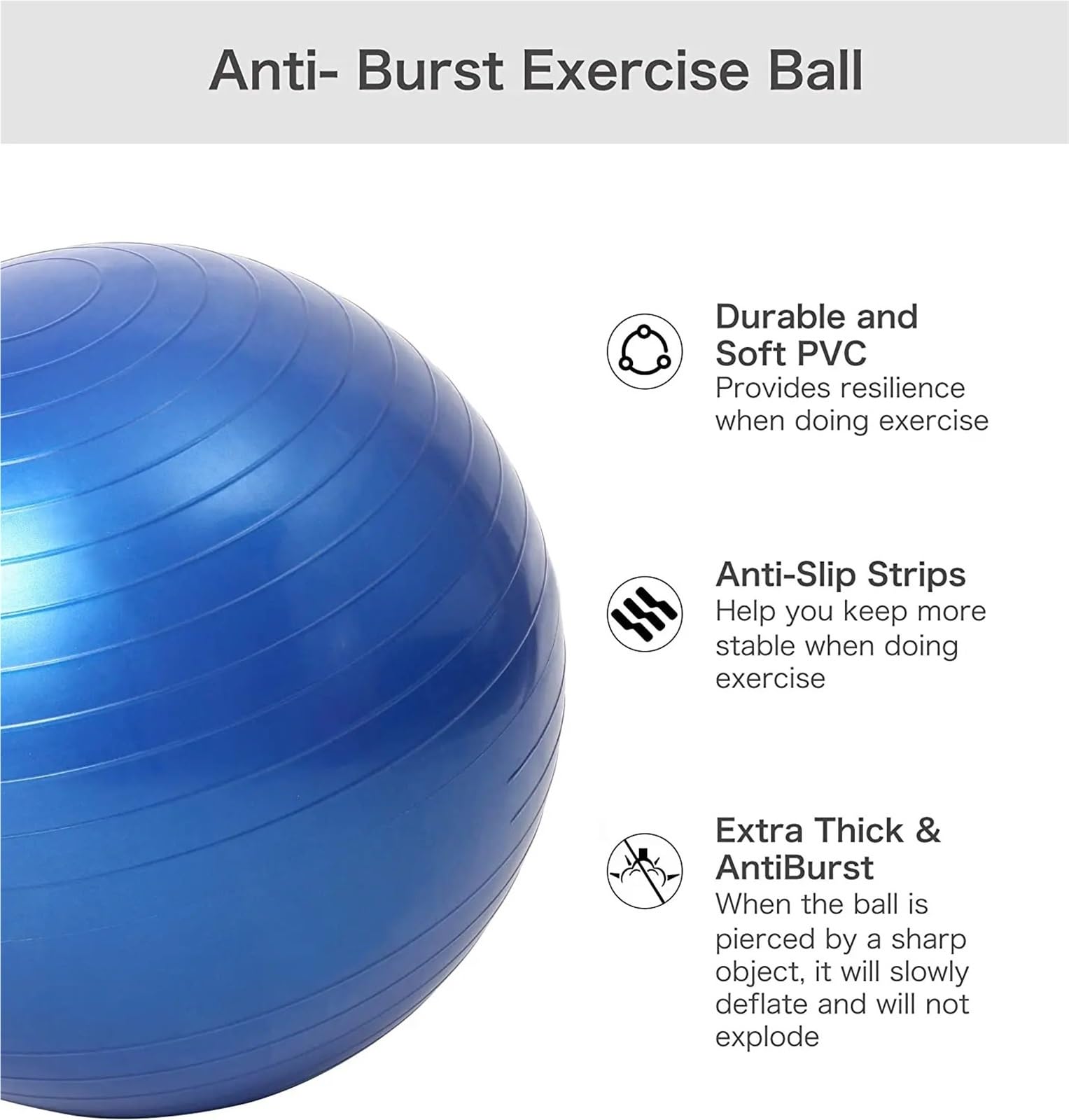 Pelota Ejercicio Bomba de Bolas Yoga 75cm, a Prueba explosiones, Fitness, Gimnasio, Masaje Deportivo, Fitball, Ejercicio, Pilates, Equipo Entrenamiento, Gimnasia