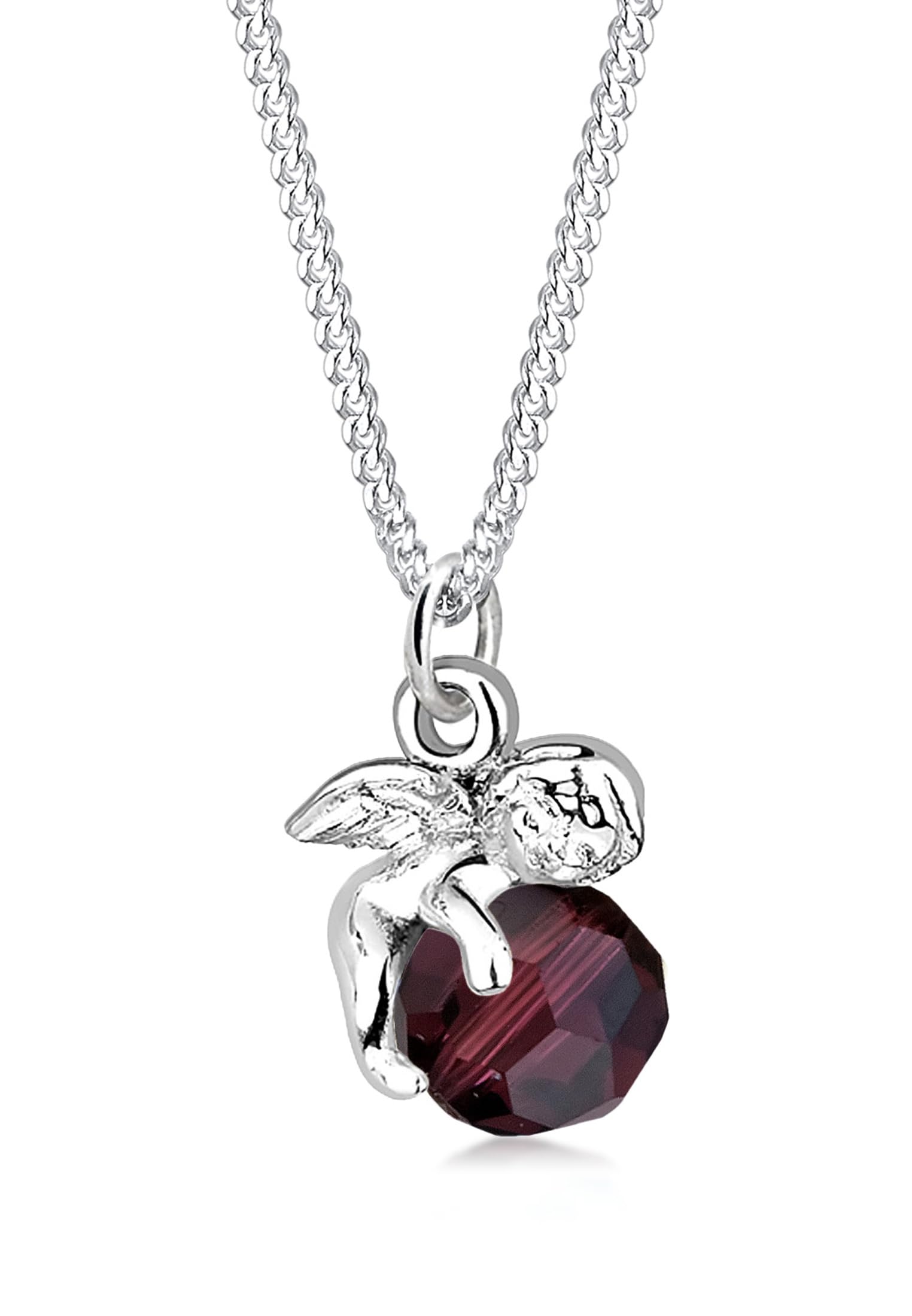 Elli Necklace Women Angel Pendant with Crystals in 925 Sterling Silver