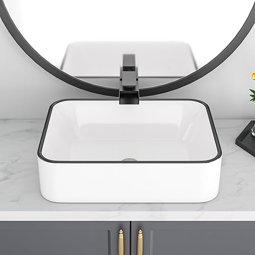 Miniatura 31 de Fregadero montado en la pared de 13 x 11 pulgadas, fregadero de pared rectangular de porcelana blanca de cerámica, lavabo artístico, orificio