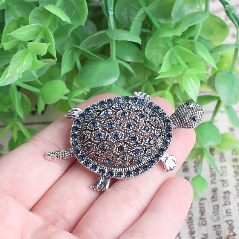 Miniatura 5 de Opexicos Broche de tortuga con diamantes de imitación de oro negro, 2 piezas, diseño creativo, broches de tortuga, accesorios, Metal Joya