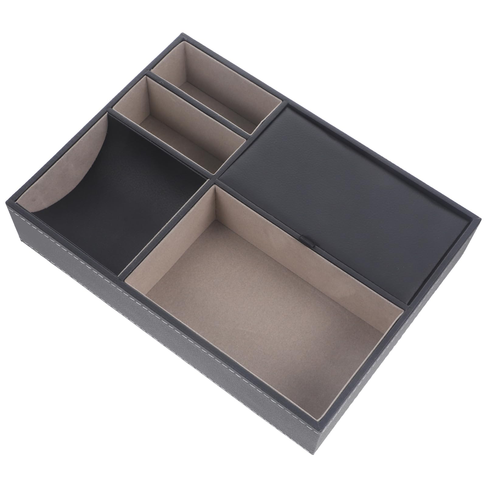 Boîte à bijoux Mipcase en cuir noir à multi-grilles pour l'organisation de la chambre