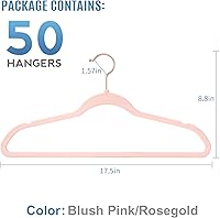 Vista 2 de TIMMY Perchas de terciopelo – Juego (paquete de 50) perchas ultrafinas con construcción resistente, soporta hasta 10 libras – Acabado rosa rubor