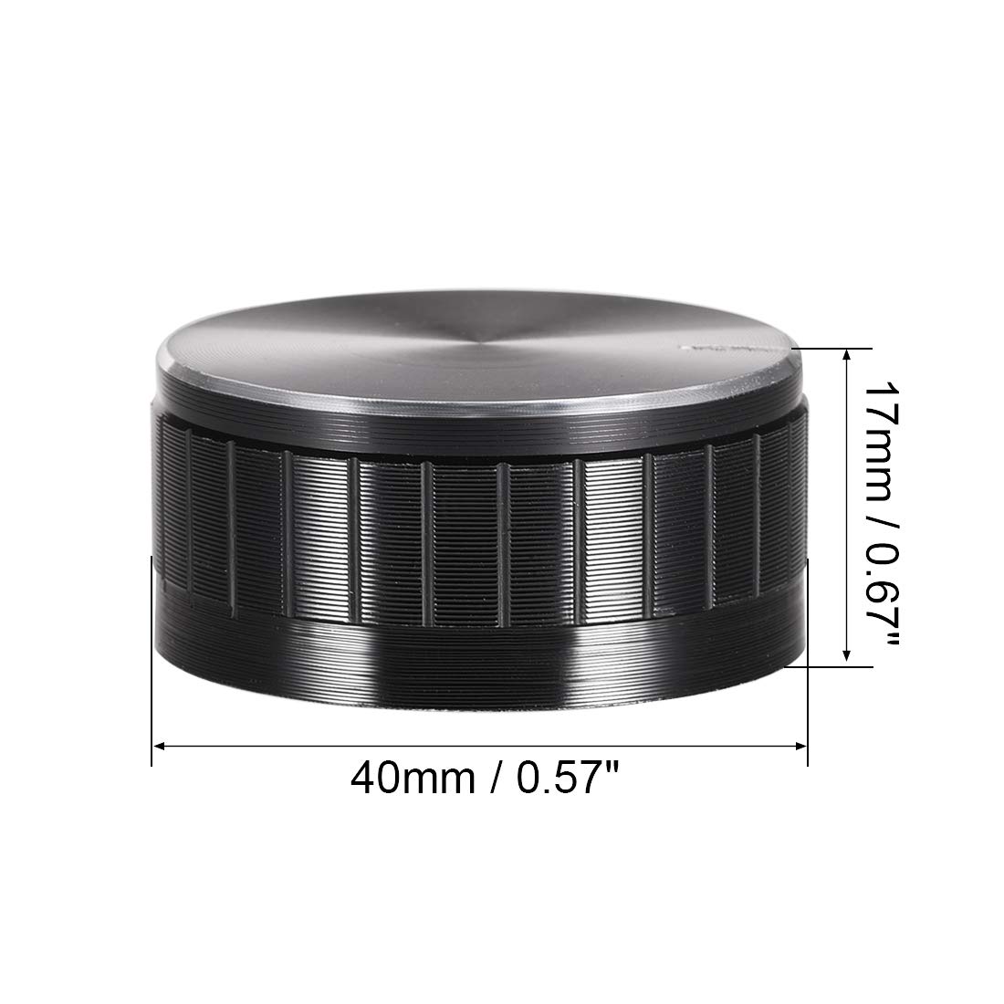 uxcell 2pcs Potentiometer Knob Knurled Shaft Black Aluminum Groove Surface Rotary Knob 40mmx17mm Volume Control Knob