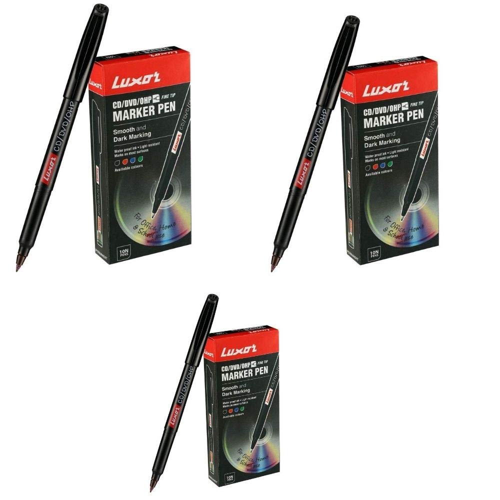 Luxor CD-DVD Permanent Marker Pen (Pack of 10)