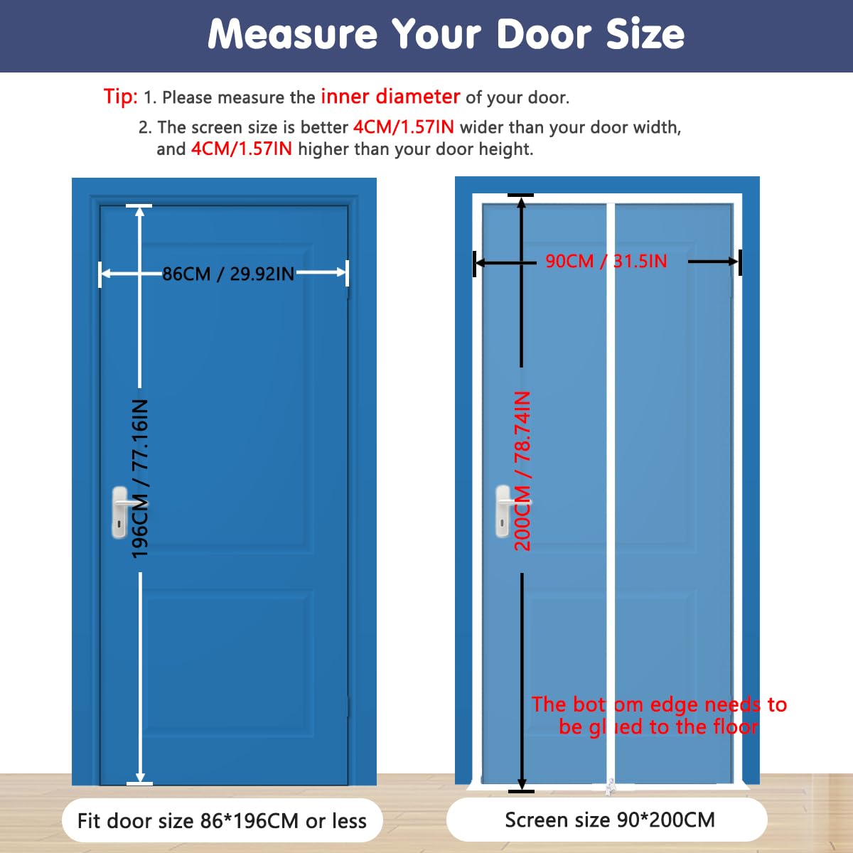 Cat Door Screen, Reinforced Door Fly Screen Curtain, Fly Insect Screen Door with Zipper, Prevent Pets from Running Out - Image 2