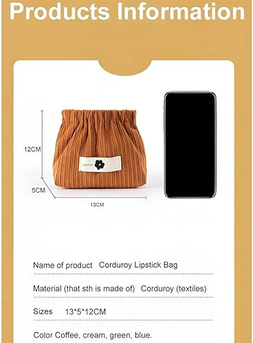 Miniatura 7 de Organizador elástico de pana para corbatas de pelo, bolsa de maquillaje, bolsa de maquillaje de pana con cremallera grande para bolso, organizador