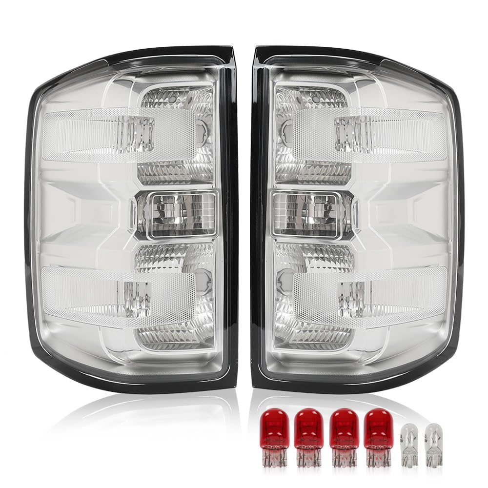 G-PLUS Clear Lens Tail Light Assembly for 2014-2019 Chevy Silverado