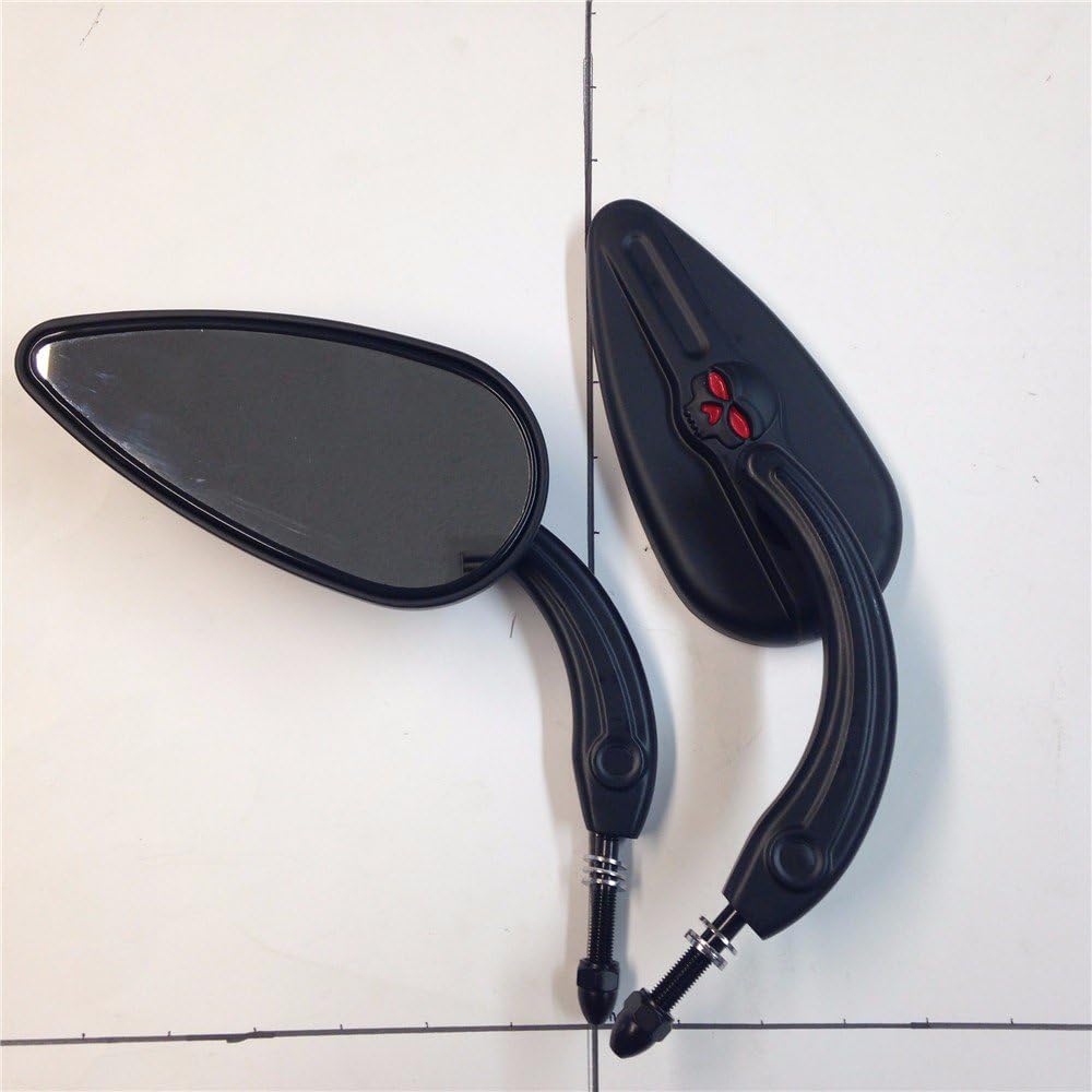 SMT-Black Aluminum Teardrop Shape Skull Zombie Emblem Mirrors Compatible With Harley Sportster Dyna Touring Dyna Wide Glide EFI FXDWGI [B07FMJK2RB]