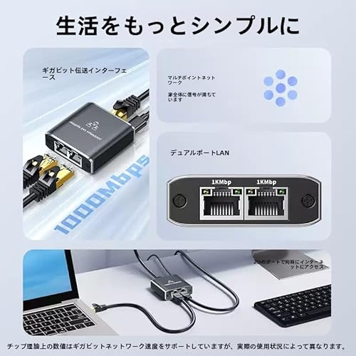 Parishop LAN 分配器 LANケーブル 分岐 RJ45 高速1000Mbps スイッチングハブ 1入力2/4出力 有線LAN中継器 分配器 2/4台同時使用 Cat5/Cat5e/Cat6/Cat7/Cat8対応 ネットワーク拡張 Switch/PS5/PS4に対応