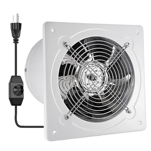 8" Kitchen Exhaust Fan with Variable Speed Controller, 735CFM Wall Mount Ventilation Fans, Metal Attic Exhaust Fan, Small Fume Extractor Ventilation Fan for Kitchen Bathroom Shop Smoking Room Garage