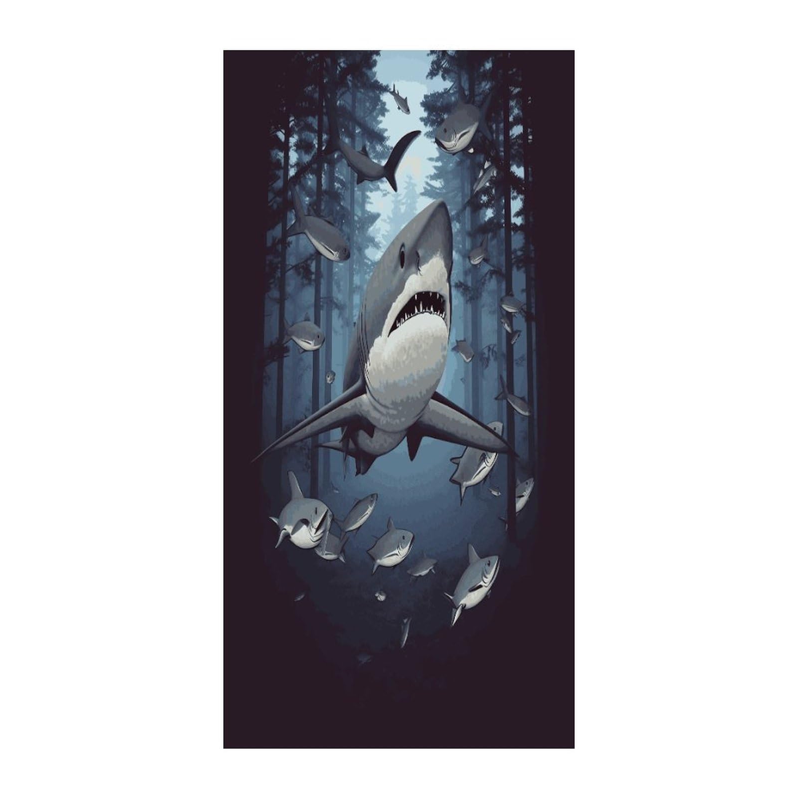 Fekiloot Style Funny Sharks Design Door Curtain Room Divider Curtains