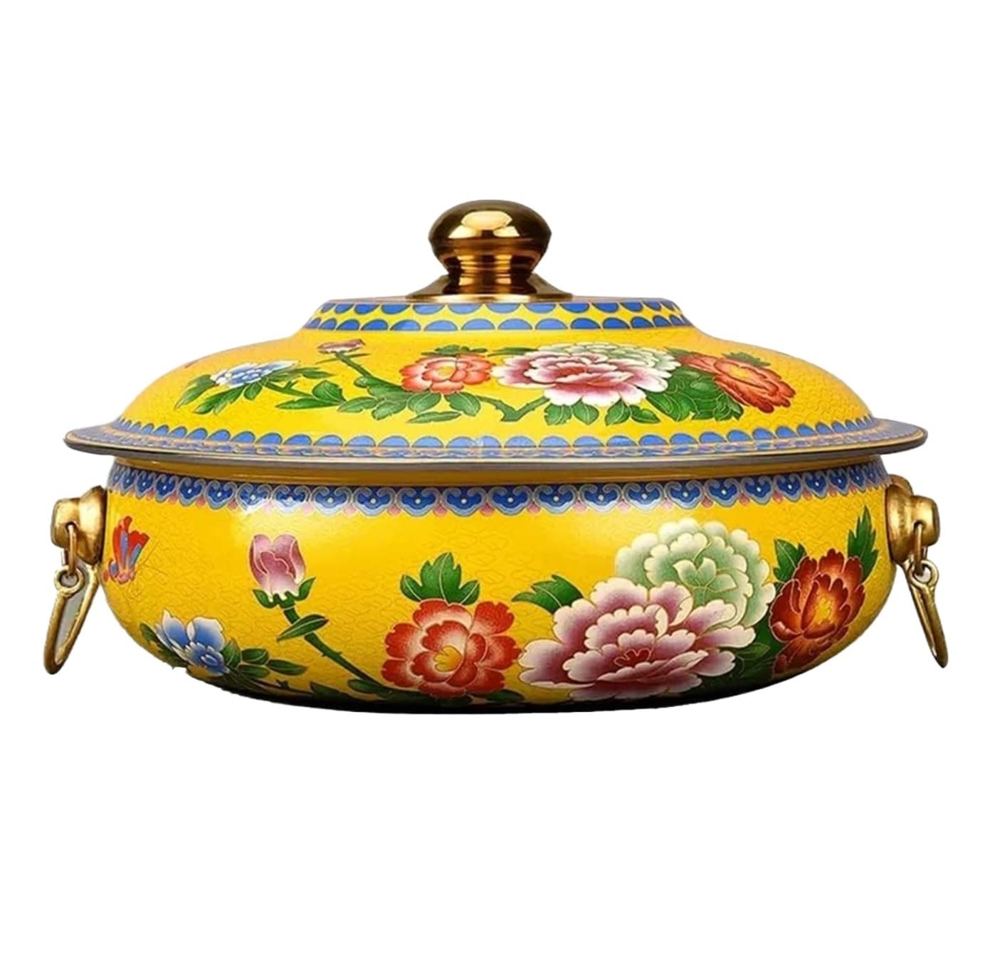 NGDFGR Chinese Hot Pot Pure Copper Pot Induction Cooker Copper Hot Pot Gas Special Pot Household Flat Pot Hot Pot Cookware Hot Pot,Yellow-36cm