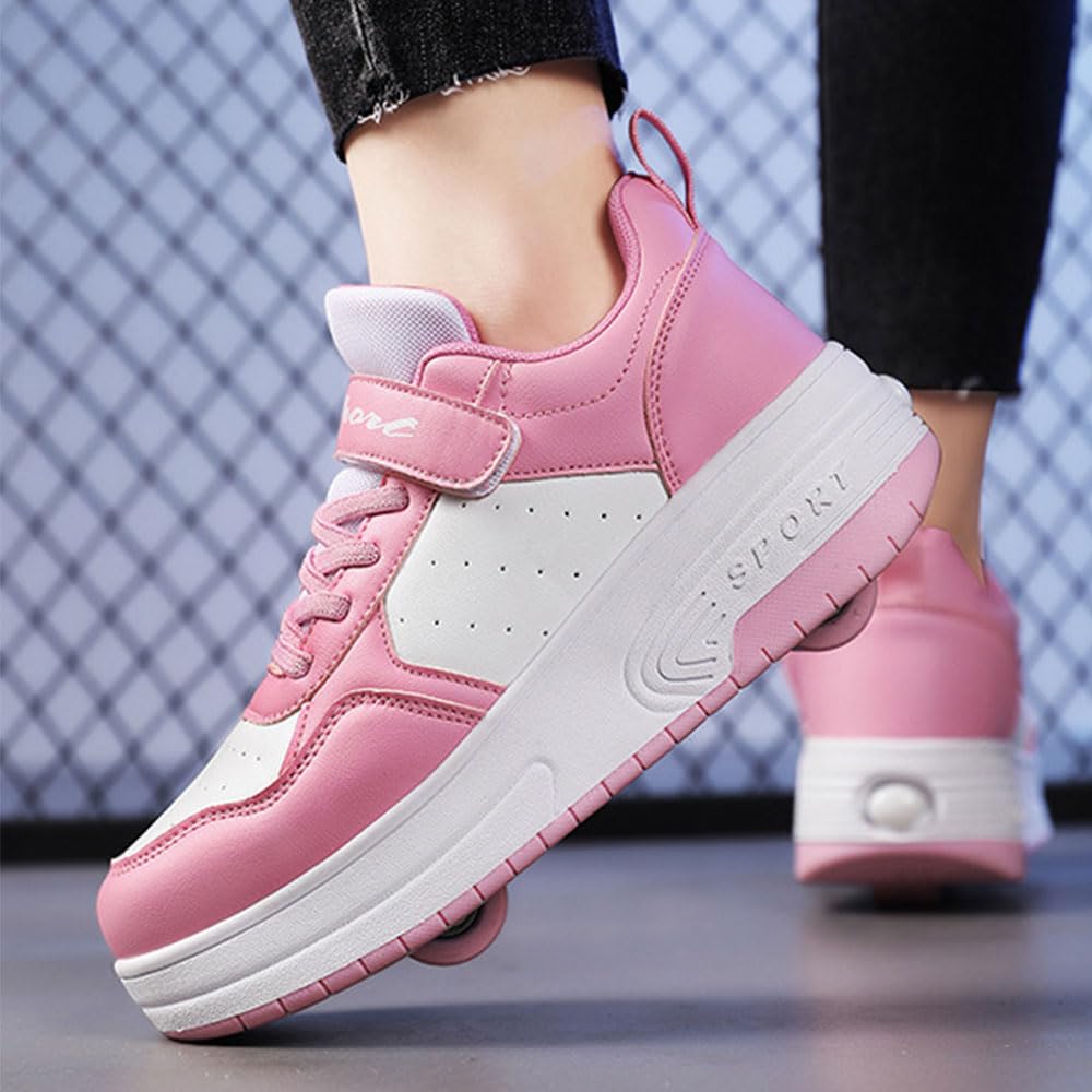 Hiseng Schuhe mit Rollen für Mädchen 28-40 EU, Schuhe mit Rollen für Jungen Rollschuhe Schuhe 2-in-1 Roller Schuhe Schuhe mit Rollen Kinder Outdoor Turnschuhe Turnschuhe mit Rollen Versenkbarer